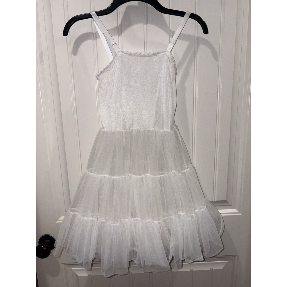 IC Collections USA Made White Bouffant Petticoat Tiered Tulle Girls 7 Extra Full